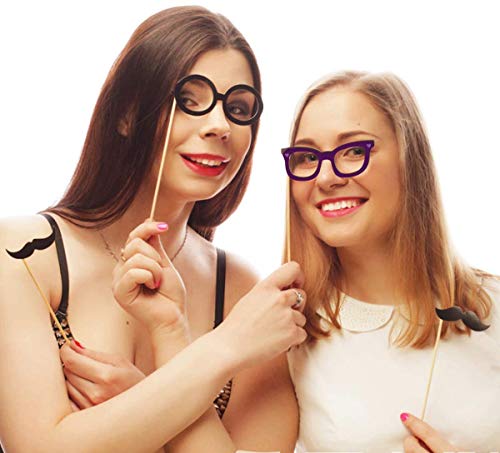 Kissral Funny Selfie Props, 89 Pieces with Sticks - Costume Dress Up Accessories for Southwestern, Carnival, Wedding, Birt...
