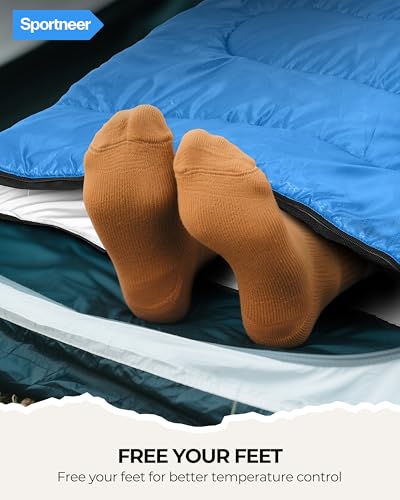 Sportneer Sleeping Bag for Adults & Kids, Cold Weather 3–4 Season Camping Sleeping Bags with 32–65℉ or 50–80℉ Temperature ...