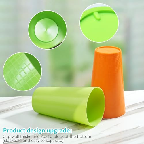 Boshangjia Plastic Tumblers Large Cups 35-ounce Unbreakable Drinking Glasses set of 12-Stackable & Reusable Drinkware for ...