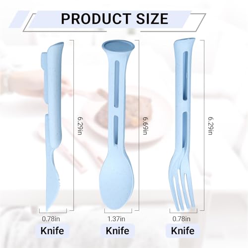 3-in-1 Portable Cutlery Set, Compact Reusable Fork Spoon Knife Combo, Eco-Friendly Travel Utensils, Outdoor, Camping, and ...