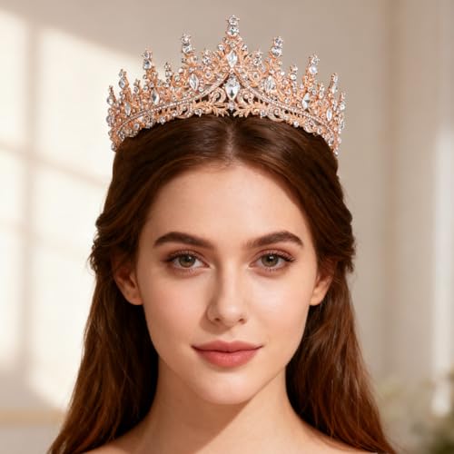 Gold Tiara for Women,Tiaras for Girl Bride Wedding Hair Accessories for Bridal Birthday Party Prom Halloween Cos-play Cost...