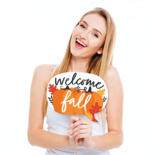 Big Dot of Happiness Fall Pumpkin Photo Booth Props - Thanksgiving Pumpkin Patch Photo Props and Decorations - 20 Count
