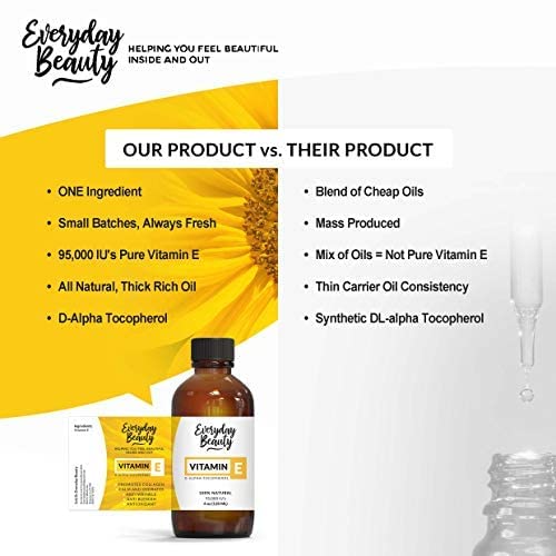 Vitamin E Oil Bulk - 1 Gallon - D-Alpha Tocopherol 100% Pure & All Natural 42,500 IU per oz - Thick, Amber Color, Nutty Aroma - From Wheat Germ - Face Body Hair - DIY Cosmetics & After Surgery Scars