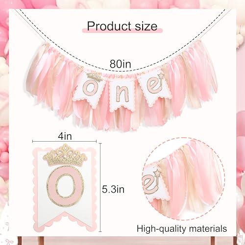 Tutu Highchair Banner For 1st Birthday - Pink 1st Highchair Garland Decoration, Princess 1st Birthday Party, Pink Tutu Ski...