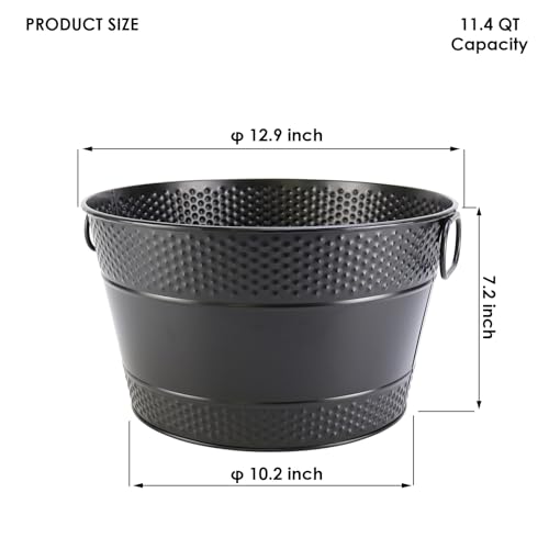 Metal Ice Bucket Galvanized Beverage Tub, Drink Buckets Large Cooler for Wine Beer Champagne Cocktails for Catering, Bars,...