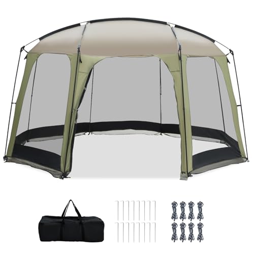 Tangkula 12.5' x 11.7' Screen House Tent, Portable Instant Camping Tent for 6-8 Persons with Dense Netting and Carry Bag, ...