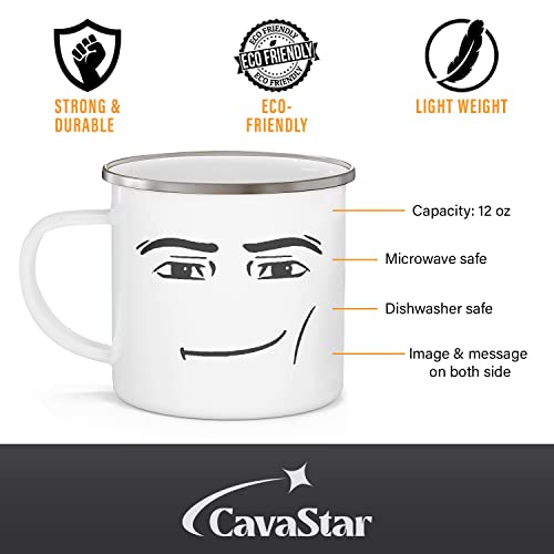 Serious Guy Face Camping Mug - Gamer Mug - Best Idea Gift - 12 oz Enamel Campfire Mugs, Gifts For Friends And Coworkers