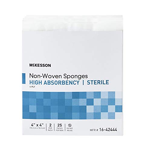 McKesson Non-Woven Sponges, Sterile, 4-Ply, High Absorbency, Polyester/Rayon (4 X 4 Inch (1200 Count))