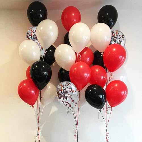 62Pcs Red and Black Balloons Kit - 12 Inches Red Black Party Decoration Balloons for Graduation Casino Theme Birthday Part...