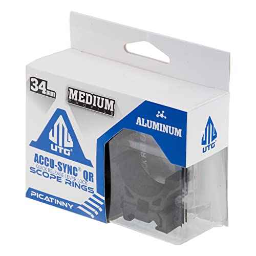 UTG ACCU-SYNC QR 34mm Med. Profile Scope Rings, Picatinny, Black