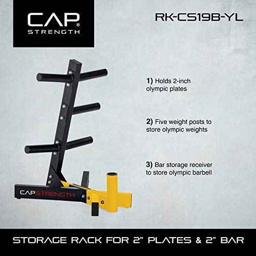CAP Barbell Olympic Plate Tree Storage Rack, Multiple Colors
