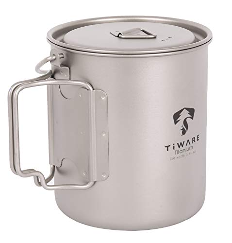 Titanium 750ml Multi Function Cup Pot Cookware Compact Cooking Set w. Folding Handles Ultra-Light Weight Durable w. Carryi...