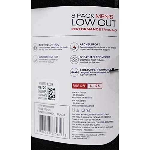 Reebok Men's Low Cut Socks Cushion Performance Training