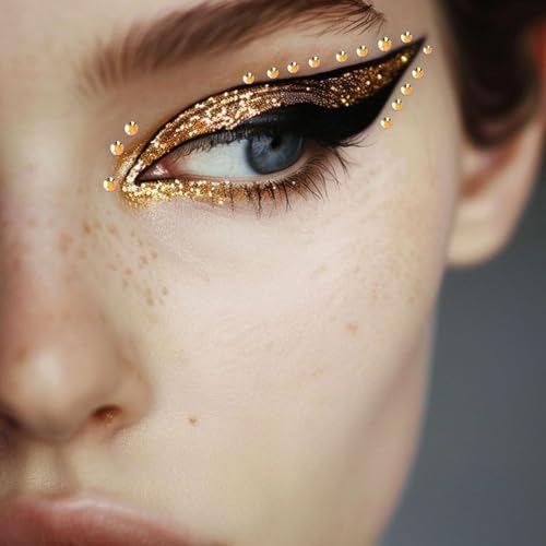 NOOEPC Gold Face Gems Glitter Body Glittery Stereo Gem Stickers Rave Accessories Makeup Rhinestone Stickers Y2K Style Musi...