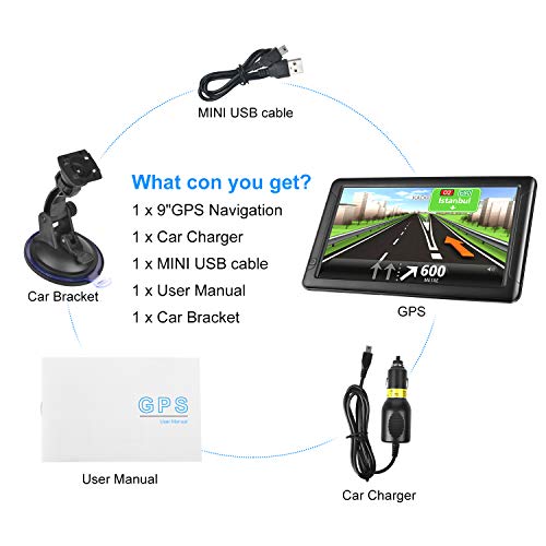 GPS Navigation for Car (9 Inch) Slimline Touch Screen Real Voice Direction ,USA Edition 2025 (Free Lifetime Updates) Turn-...