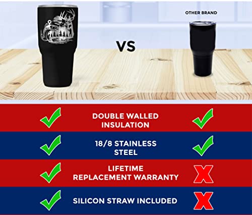 Flaskimo Fishing and Hunting Gifts For Men and Women | 30oz Hunting and Fishing Tumbler | Gifts for Dad with Sliding Lid a...