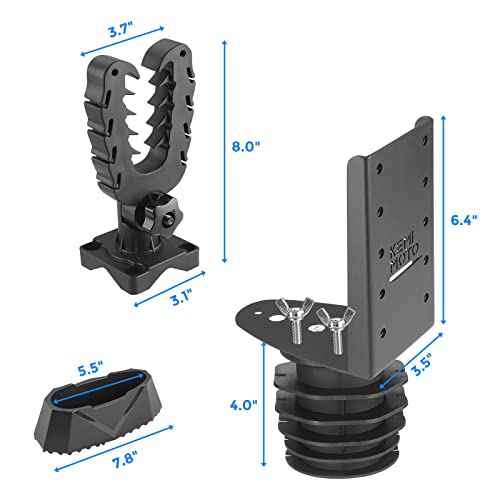 KEMIMOTO UTV Hunting Tool Holder Rack, Tool Holder Compatible with Polaris Ranger and General, Mount on The Dash Cup Holder or Cargo Bed, Shovel Mount Bow Rack