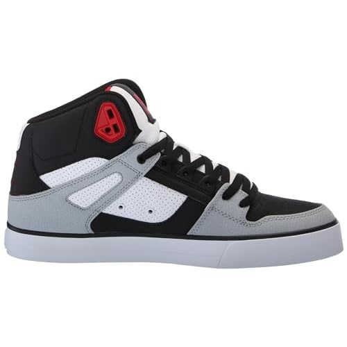 DC Men's Pure High Top WC Skate Shoe Black/Grey/RED 11