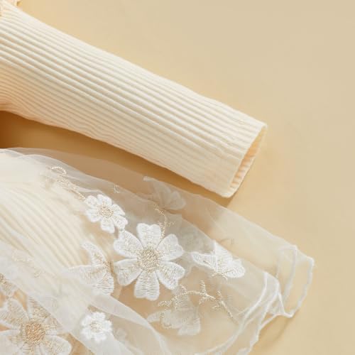 Baby Girl Romper Dress Baby Dress Romper Lace Flowers Infant Fall Winter Festival Clothes with Headband