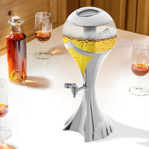3L Wine Dispenser - Iced Drink Beverage Tower Dispense - Beer Dispenser - Beverage Dispenser with Colorful LED Lights & Re...