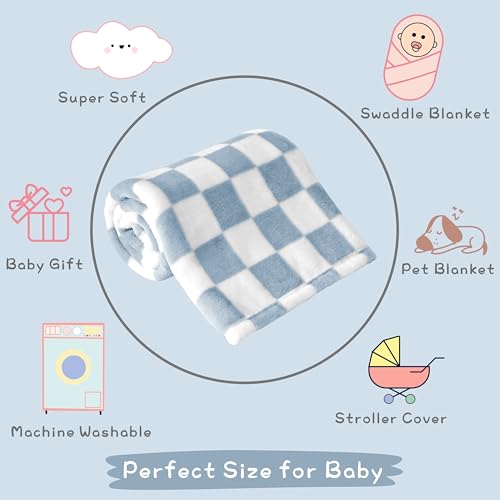 Yurhap Checkered Baby Blanket Fleece Baby Blankets for Boys, Ultra Soft Cozy Fluffy Infant Toddler Newborn Receiving Blank...