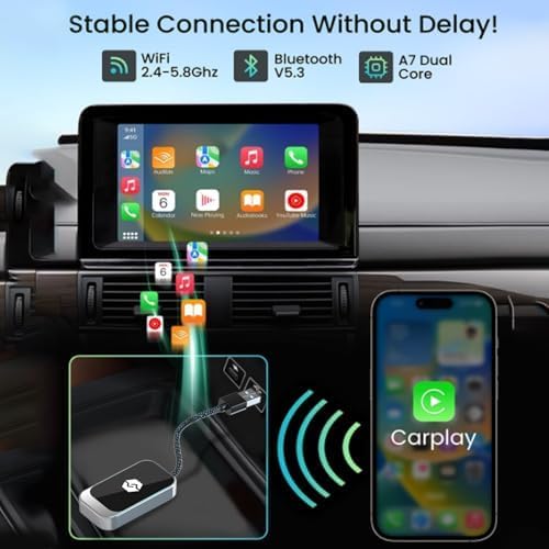 Wireless Carplay Adapter, Converts Wired Carplay To Wireless, Plug & Play Dongle For Ios Devices, Fast & Stable Auto Connection,