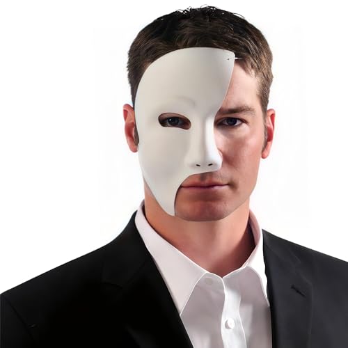 White Phantom Plastic Mask Costume Accessory - 1 Count - Durable, Mystery & Elegant - Ideal Halloween & Masquerade Party W...