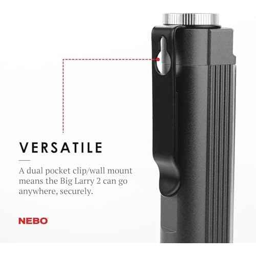 NEBO Magnetic NE6737 Big Larry 2 Pocket Work Light - Powerful LED Pen Inspection Flash Light, Black Torch