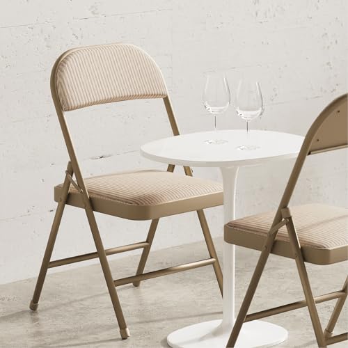 Nazhura 4 Pack Folding Chairs, Fabric Dining Chair Set with Padded Cushion and Back, Indoor Outdoo Seat for Home Office Ev...