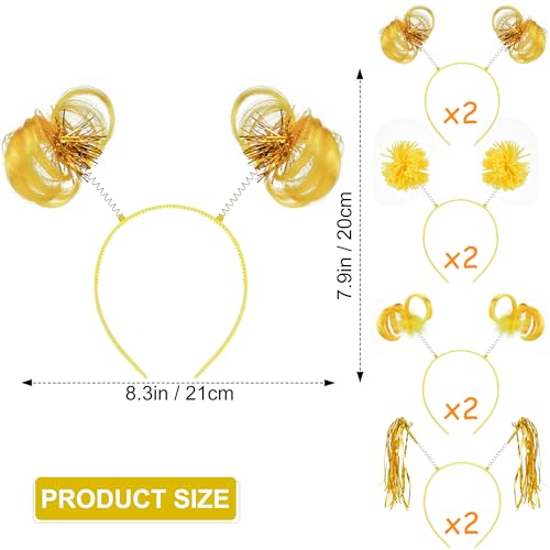 COCIDE 8Pcs Pom Pom Headbands Party Headbands Tinsel Wrapped Ponytails Headbopper Headwear for Birthday Festival