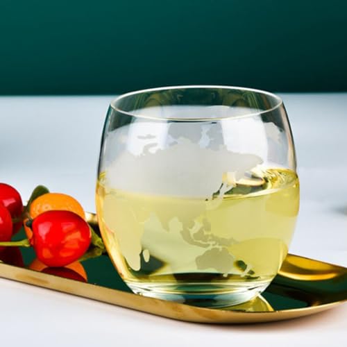Luxshiny 2pcs Clear Glass Water Cup Globe Whiskey Glasses Rum Rocks Glass Cups Crystal Drinking Goblet World Map Wine Glas...