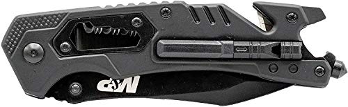 Smith & Wesson M&P 8.5in High Carbon S.S. Spring Assisted Folding Knife with 3.5in Serrated Drop Point Blade and Rubber Ha...