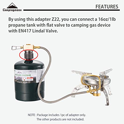 CAMPINGMOON Propane Camping Gas Stove with Igniter & 4 Pot Support Lightweight for 1Lb Propane Tank or EN417 Lindal Valve ...