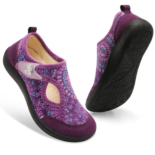 Leisfit Womens Slippers Wide Diabetic Shoes Adjustable Arthritis Edema House Shoes Indoor Outdoor Slippers