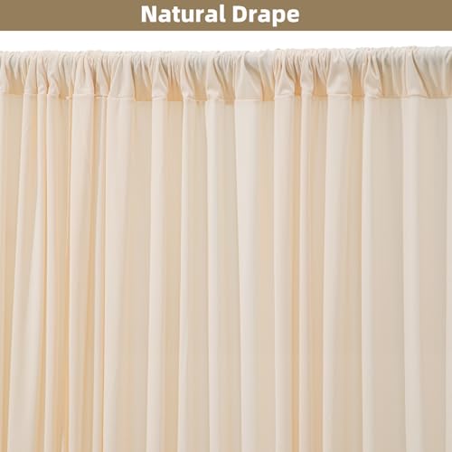 10x10ft Wrinkle Free Backdrop Curtain for Parties Soft Fabric Drapes Wedding Cream Curtain Backdrop for Birthday Party Dec...