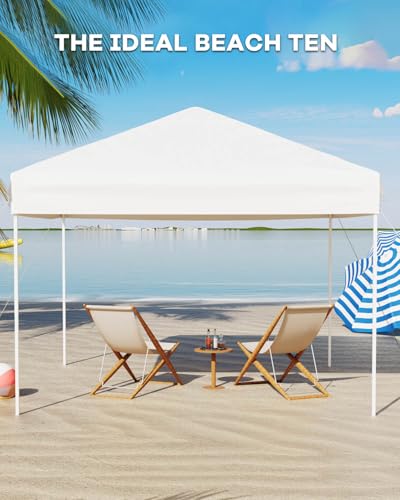 Garveelife 10x10 Pop Up Canopy Tent, Outdoor Canopy Tent with 3 Adjustable Height, Easy Set Up Canopy with 4 Sandbags & Ca...