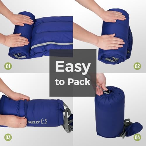 ATEPA Down Sleeping Bag, 650FP Ultralight 55°F 60°F 3 Season Warm Weather 15D Nylon Shell and Compact Packable Sleeping Ba...