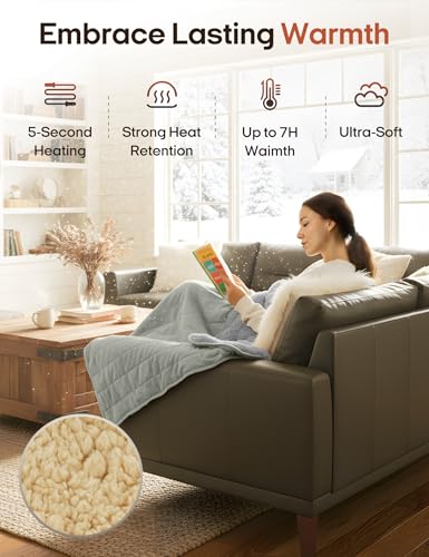 Ourea Portable Blanket, Cordless Heating Blanket for Indoor Outdoor Use, Soft Warm Cozy Gift for Family