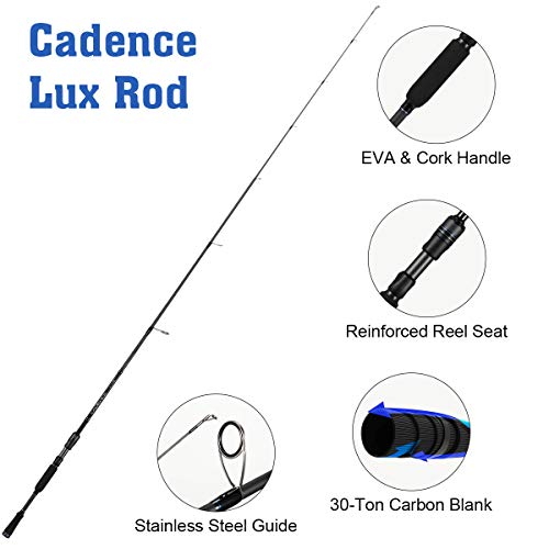 Cadence Fishing Combos with 10+1 Ideal Spinning Reel Bundle + 2PCS 6.6ft Lux Moderate Light Spinning Rod Perfect for Profe...