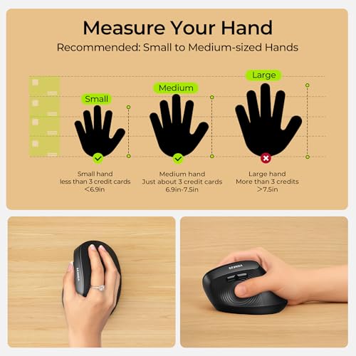 seenda Ergonomic Mouse Wireless, MOU200 Bluetooth Vertical Mouse - 3 Multi-Device Connectivity,1000/1600 /2400 DPI, Ergo O...