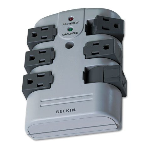 Belkin Components : Surge Protct.,Wall Mount,6 Rotating Outlets,1080 Joules,Gray -:- Sold As 2 Packs Of - 1 - / - Total Of 2 Eac