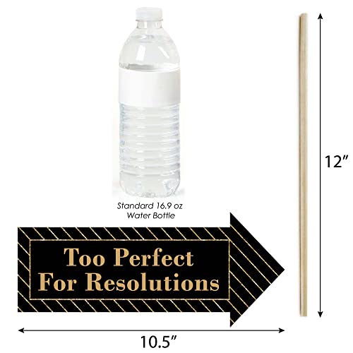 Big Dot of Happiness Funny New Year's Eve Photo Booth Props Kit, 10-Piece, Black & Gold, Cardstock & Wood