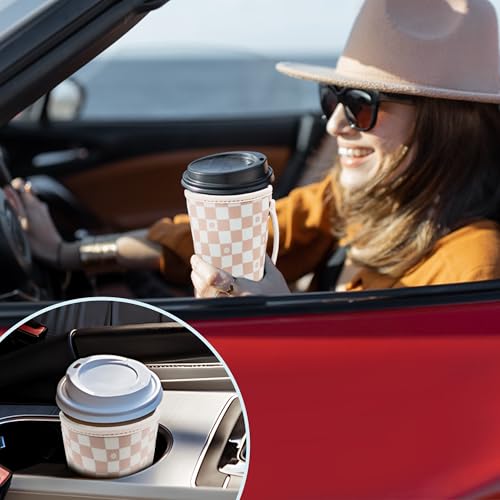 KJQJLY 3 Reusable Iced Coffee Sleeves for Iced Coffee Cups or Drinks Reusable Neoprene Insulated Sleeves for Hot and Cold ...