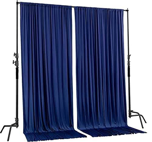AK TRADING CO. 10 feet x 10 feet Polyester Backdrop Drapes Curtains Panels with Rod Pockets - Wedding Ceremony Party Home Window Decorations - Navy Blue