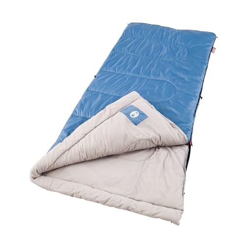 Coleman Sun Ridge 40°F Cool-Weather Sleeping Bag, Lightweight Adult Sleeping Bag with Soft Trim & Draft Tube, Machine Wash...