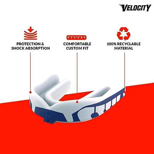 Velocity Champion Youth Mouthguard, 2 Pack, Royal & Red - for Ages 11 to 18 - Ideal for Lacrosse, Football, Hockey, Basketball, Soccer, Boxing, Martial Arts, Field Hockey, and More