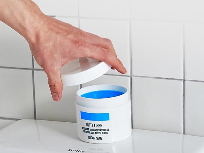 Dirty Linen, INDOOR ISSUE Deodorizer 1ea 10.58 oz, No-Plug & Battery-Free Air Freshener for Small Rooms, Blue Colored Solid Gel, Odor Eliminator