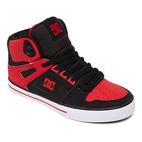 DC mens Pure High-top Wc Skateboard, Skate Shoe, Fiery Red/White/Black, 8.5 US