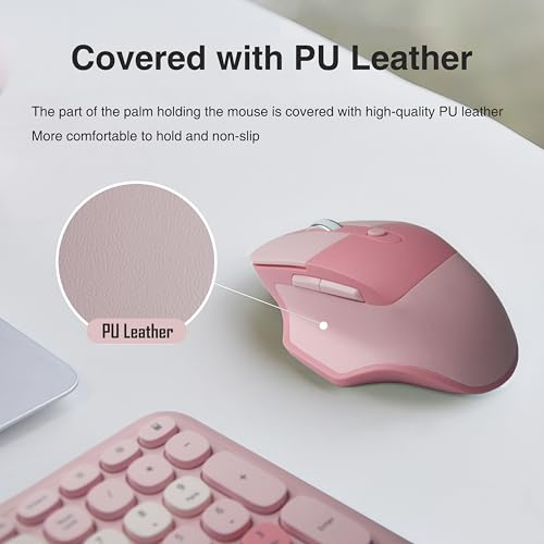 Wireless Ergonomic Keyboard and Mouse Combo with PU Wrist Rest, Carpal Tunnel Keyboard, 2.4G Colorful Split Ergo Keyboard,...