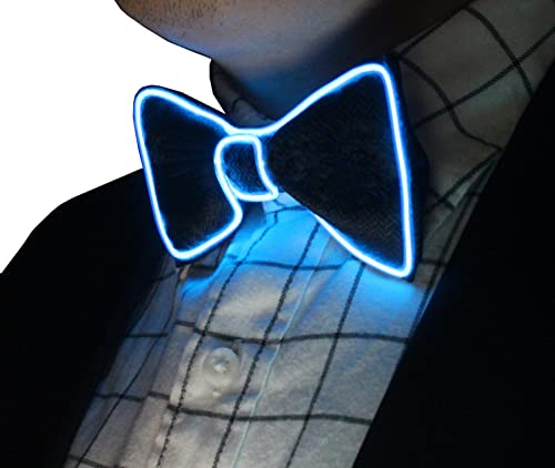 Brejkdo 2 Pcs/Set, Light Up Men's LED Suspenders And Bow Tie, Perfect for Music Festival Halloween Costume Party, Christmas